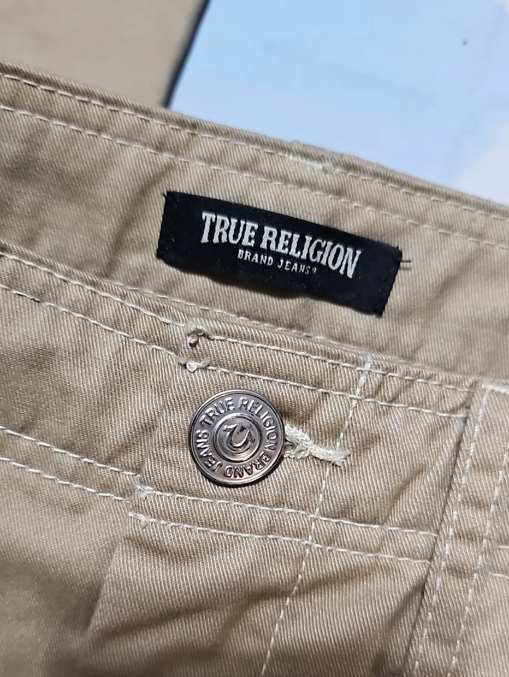 True Religion Men's Khaki Cargo Pants 36x32